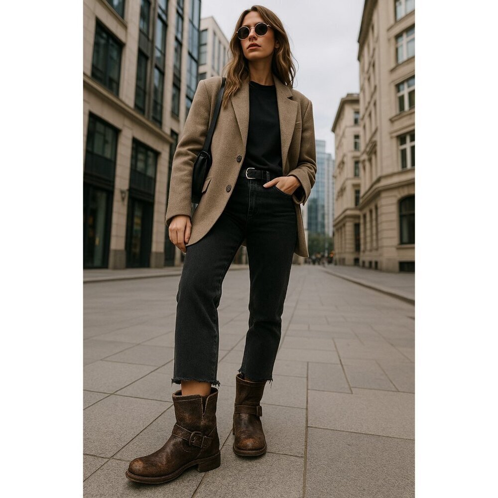 Sendra Engineer Boots 8601 Women’s 7 Brown Distressed Leather Goodyear Welt